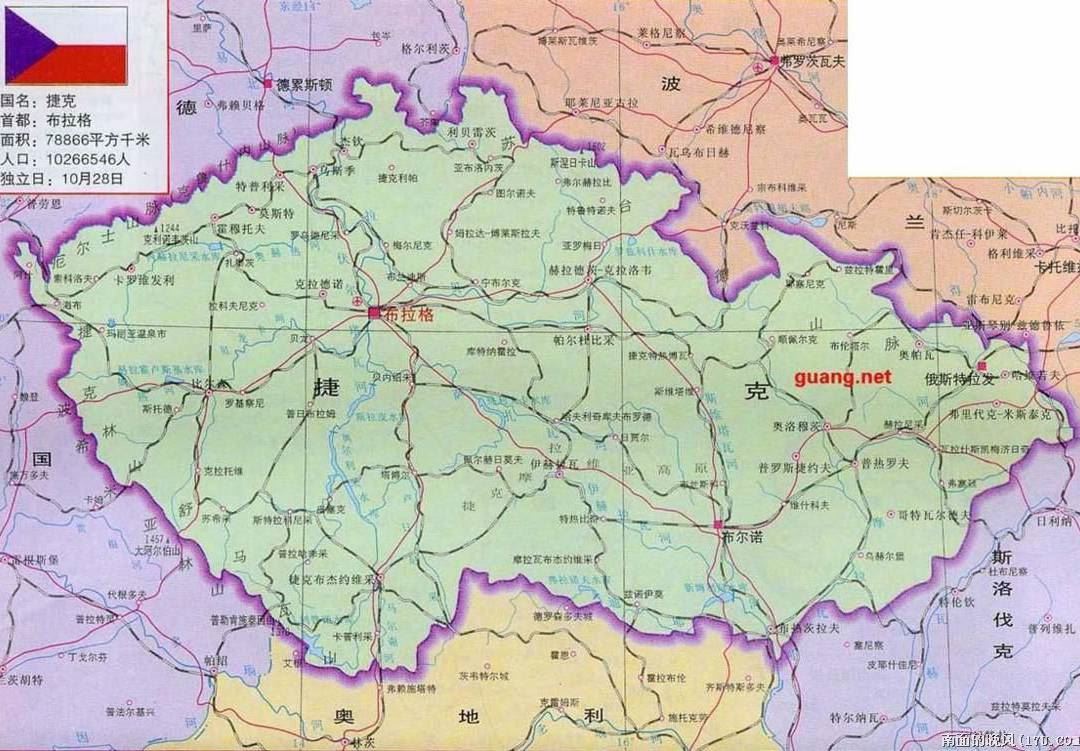 捷克全图,捷克地图高清中文版
