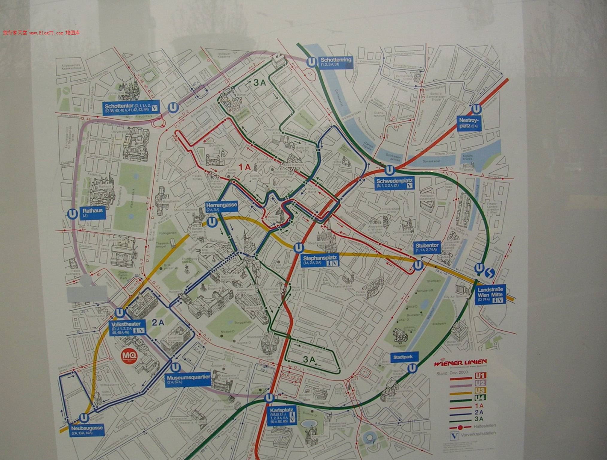 维也纳中心区地图,奥地利地图高清中文版