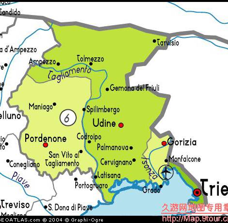 意大利弗留利，威尼斯朱利亚地图,意大利地图高清中文版