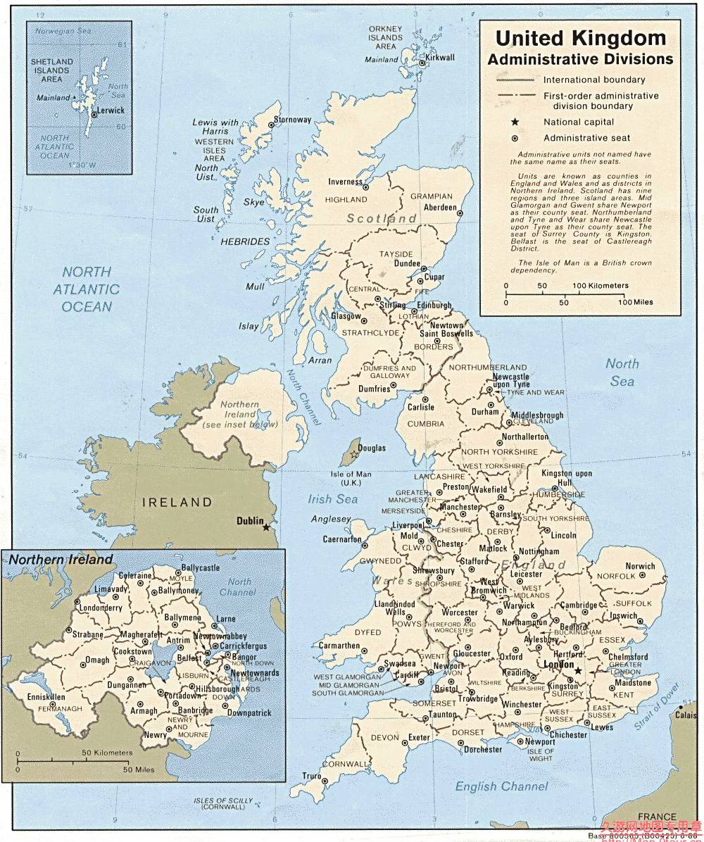 英国政区地图,英国地图高清中文版
