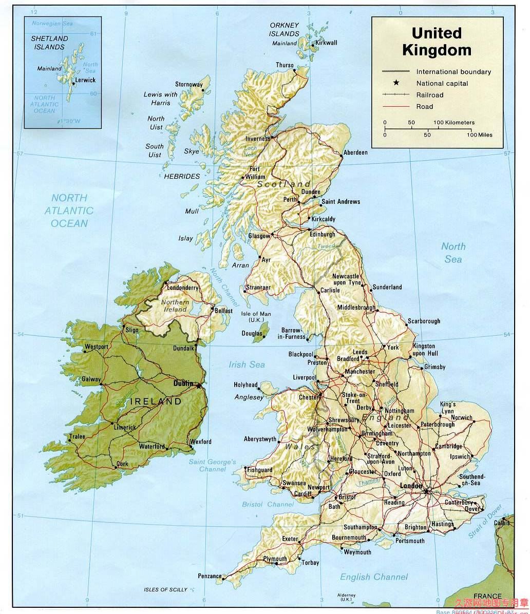 英国地形图,英国地图高清中文版