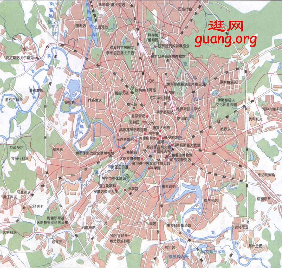 俄罗斯莫斯科交通酒店分布地图,俄罗斯地图高清中文版