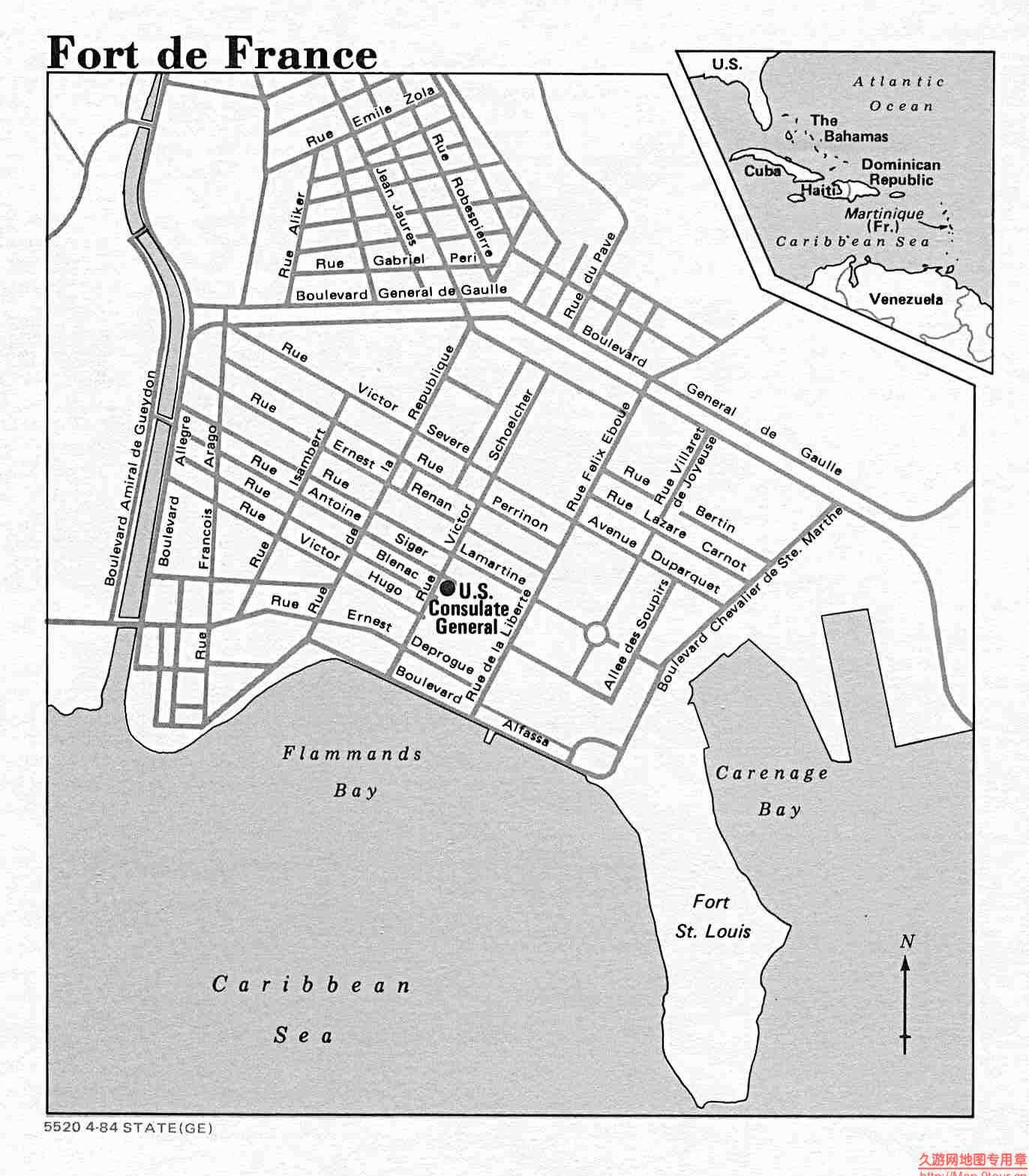 法国Fort de France地图,法国地图高清中文版