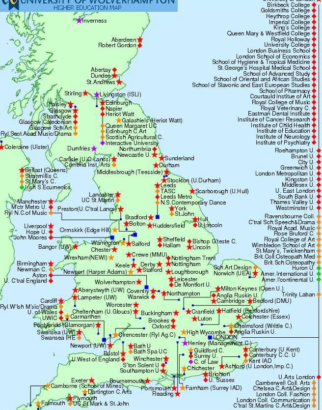 英国百家大学分布图,英国地图高清中文版