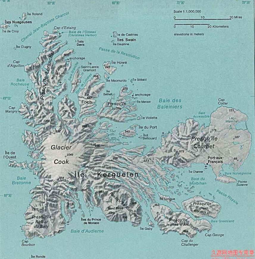法国Iles kerguelen岛地图,法国地图高清中文版