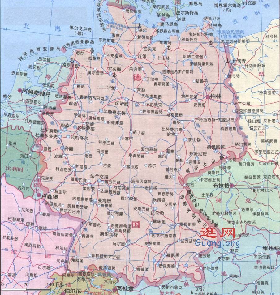 德国地图,德国地图高清中文版