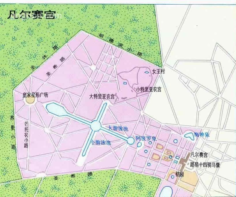 凡尔赛宫平面示意地图.,法国地图高清中文版