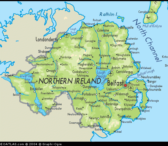 北爱尔兰地图,英国地图高清中文版
