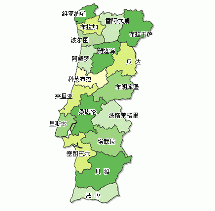 葡萄牙地图,葡萄牙地图高清中文版