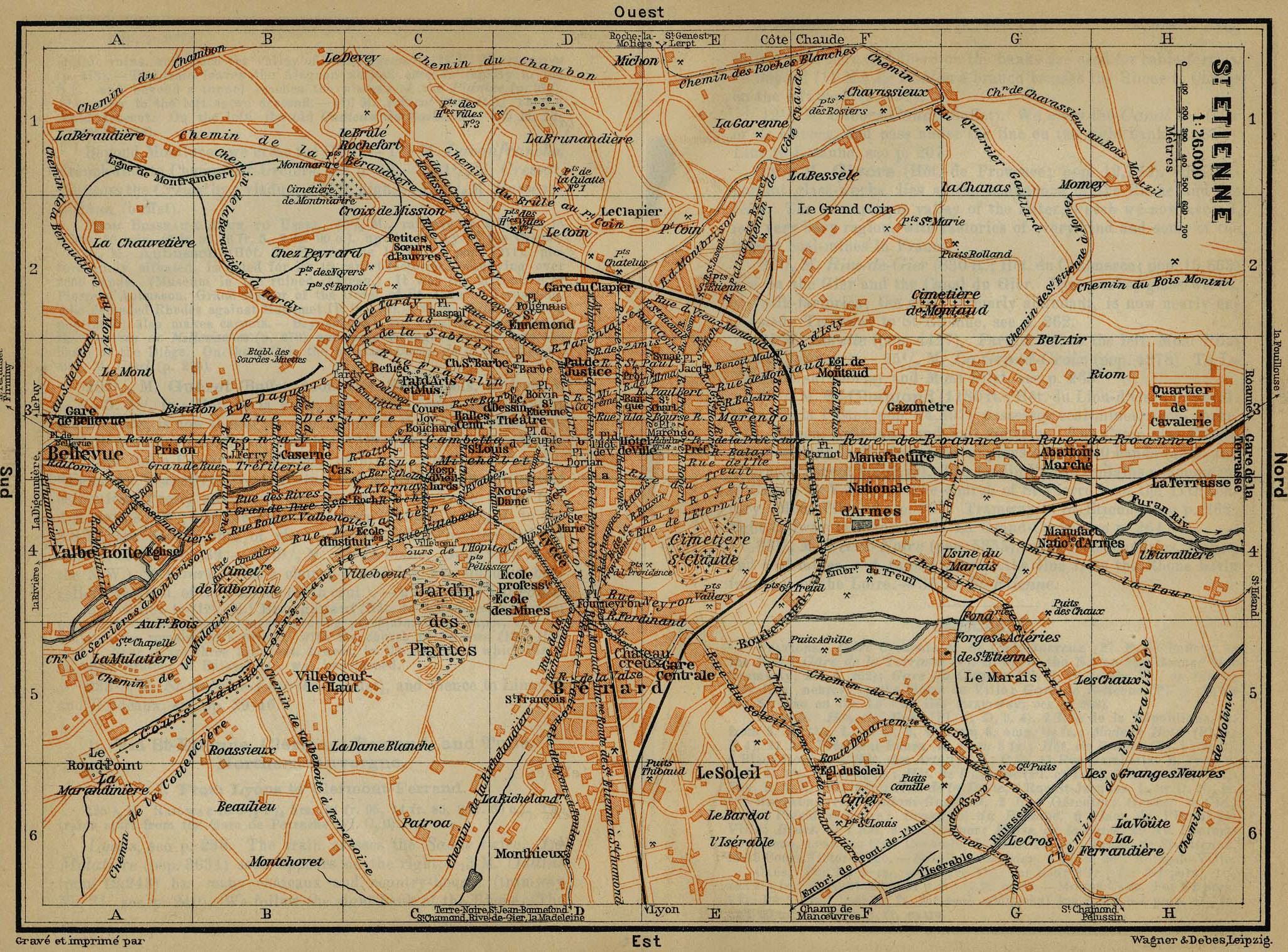 St-Etienne地图,法国地图高清中文版