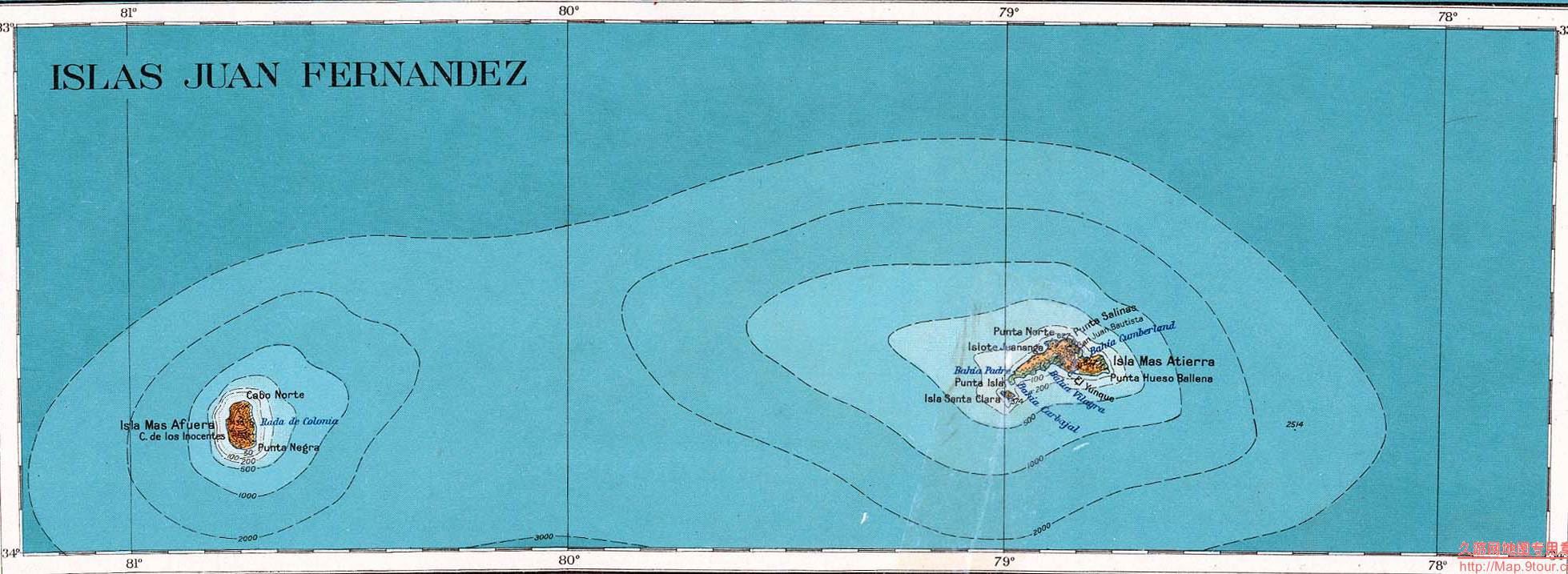 智利Juan Fernandez岛地图,智利地图高清中文版