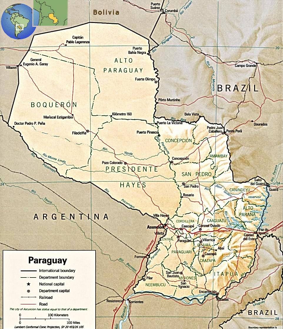 巴拉圭地图,巴拉圭地图高清中文版