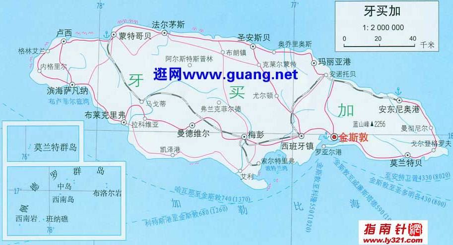 牙买加地图,牙买加地图高清中文版