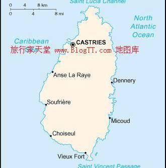 圣卢西亚地图,圣卢西亚地图高清中文版