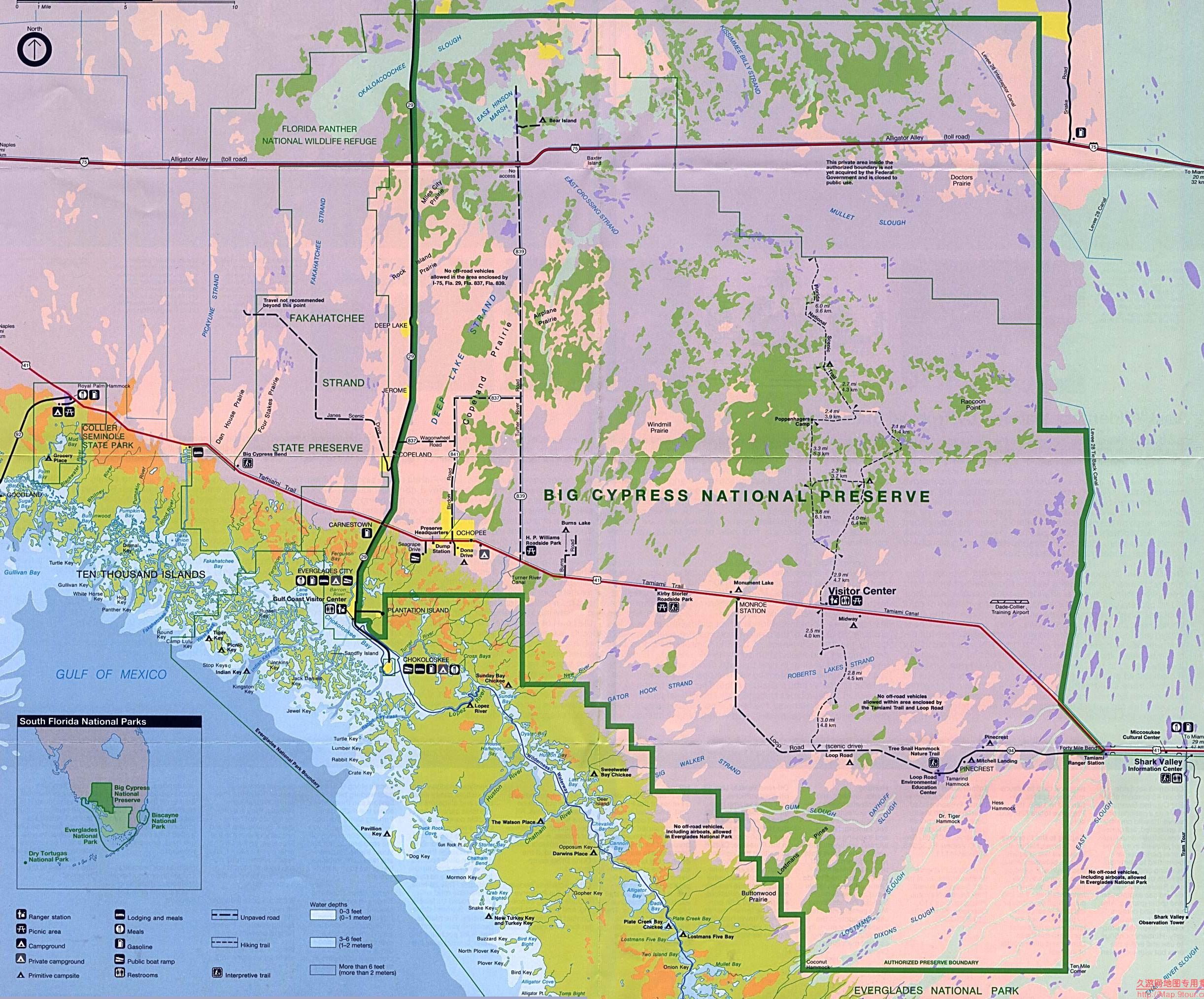 美国Florida州Big Cypress National Preserve地图,美国地图高清中文版