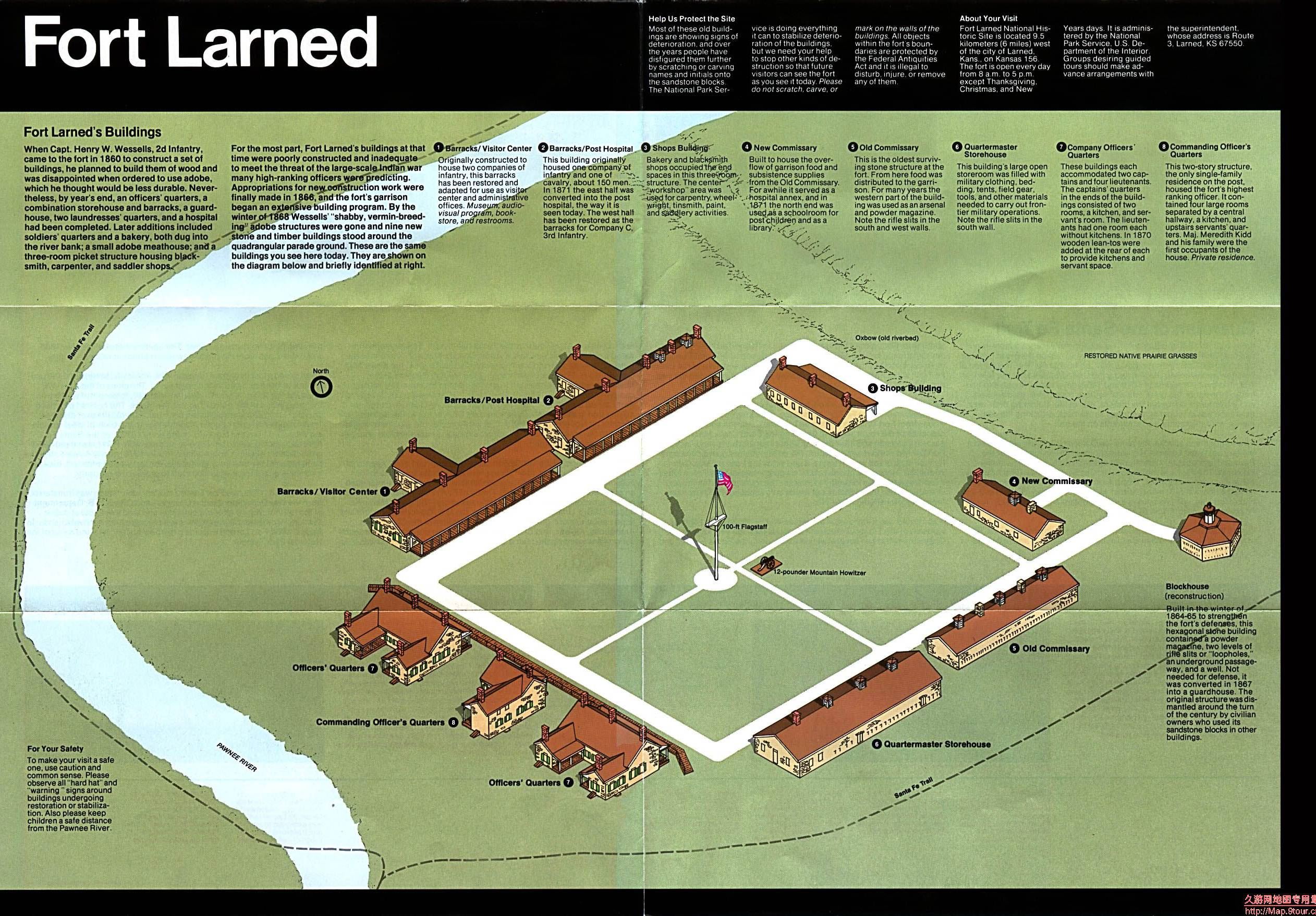 美国Kansas州Fort Larned地图,美国地图高清中文版