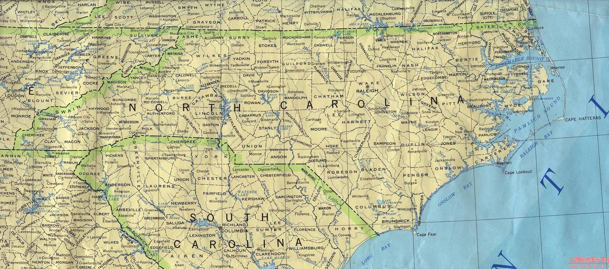 美国South Carolina州政区图,美国地图高清中文版