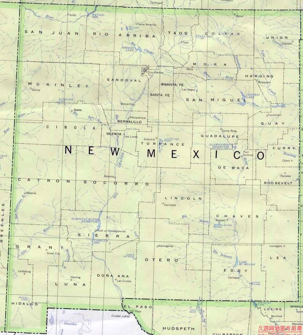 美国New Mexico州政区图,美国地图高清中文版
