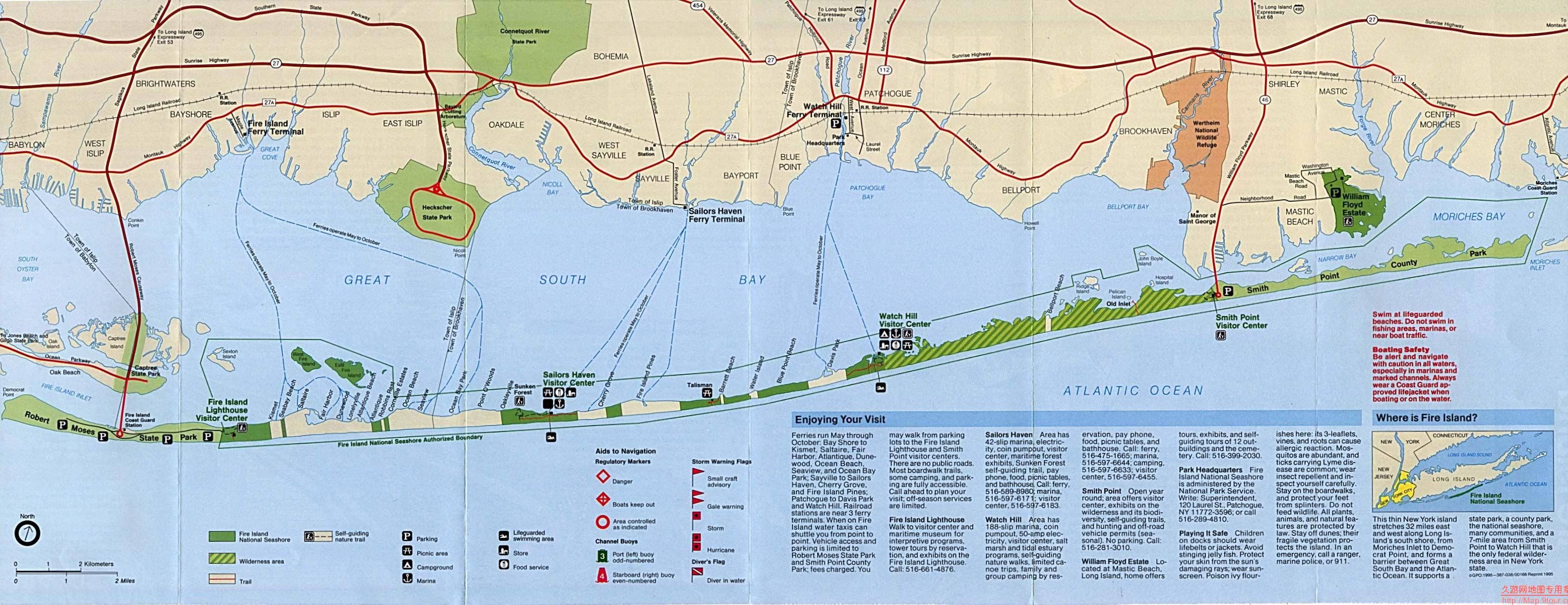 美国New York州Fire岛地图,美国地图高清中文版