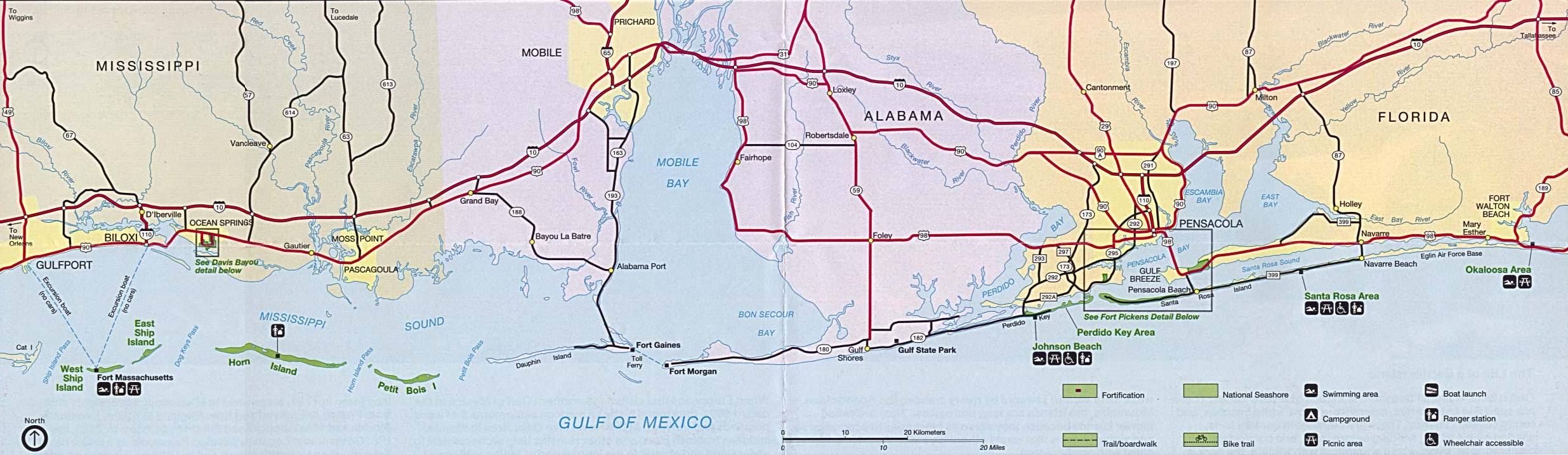 美国亚拉巴马州(Alabama)-GulfofMexico94地图,美国地图高清中文版