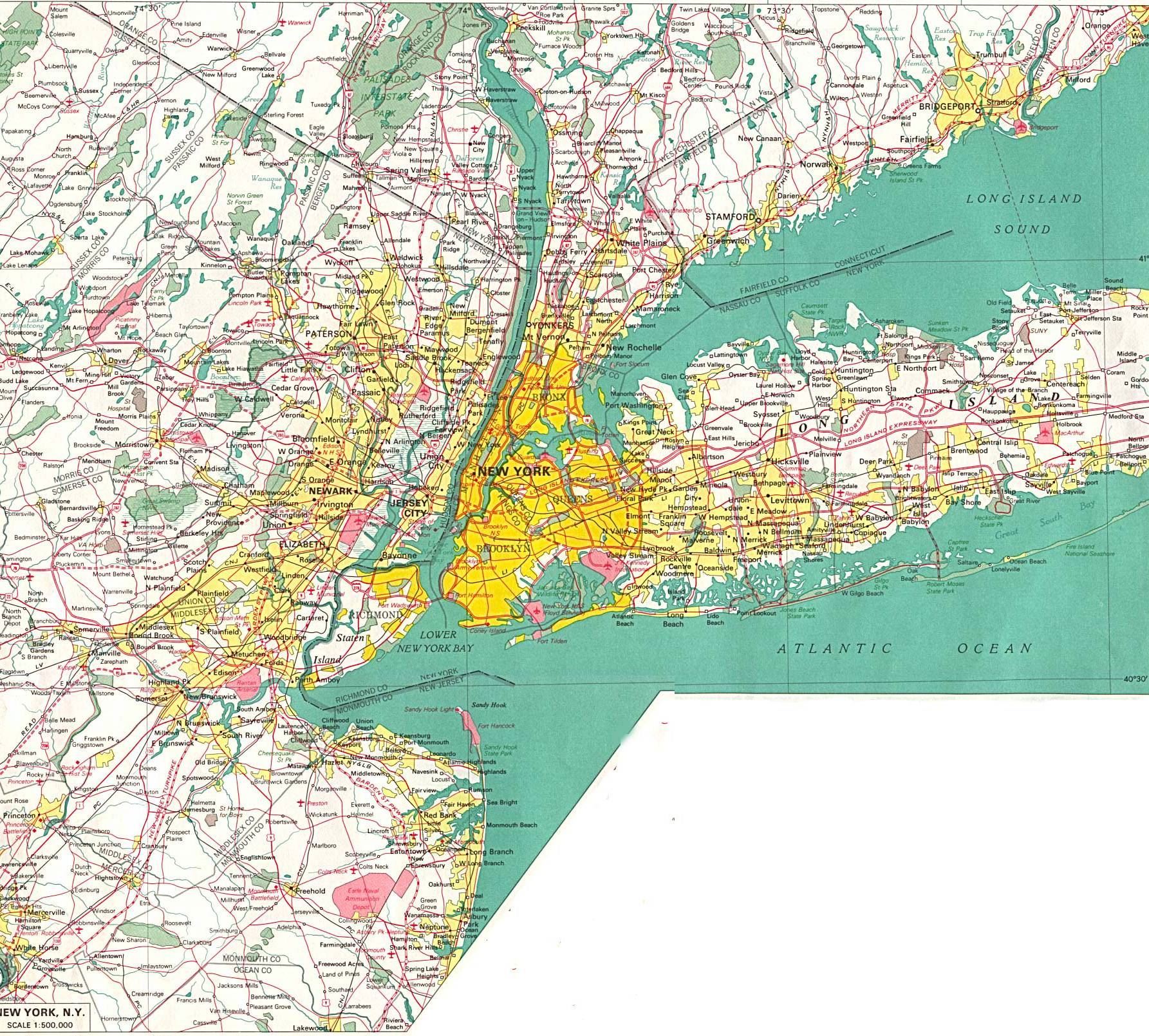 NewYork地图,美国地图高清中文版