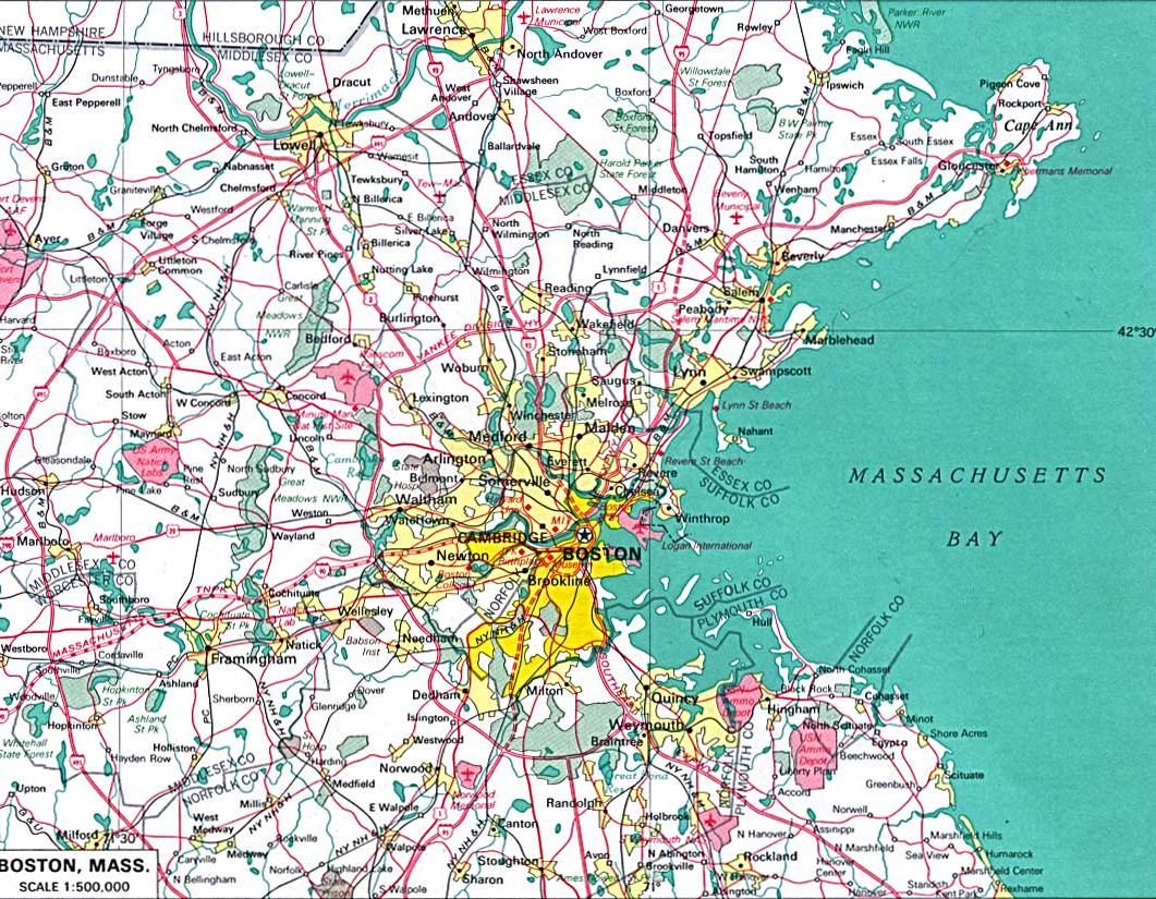 马萨诸塞-boston地图,美国地图高清中文版