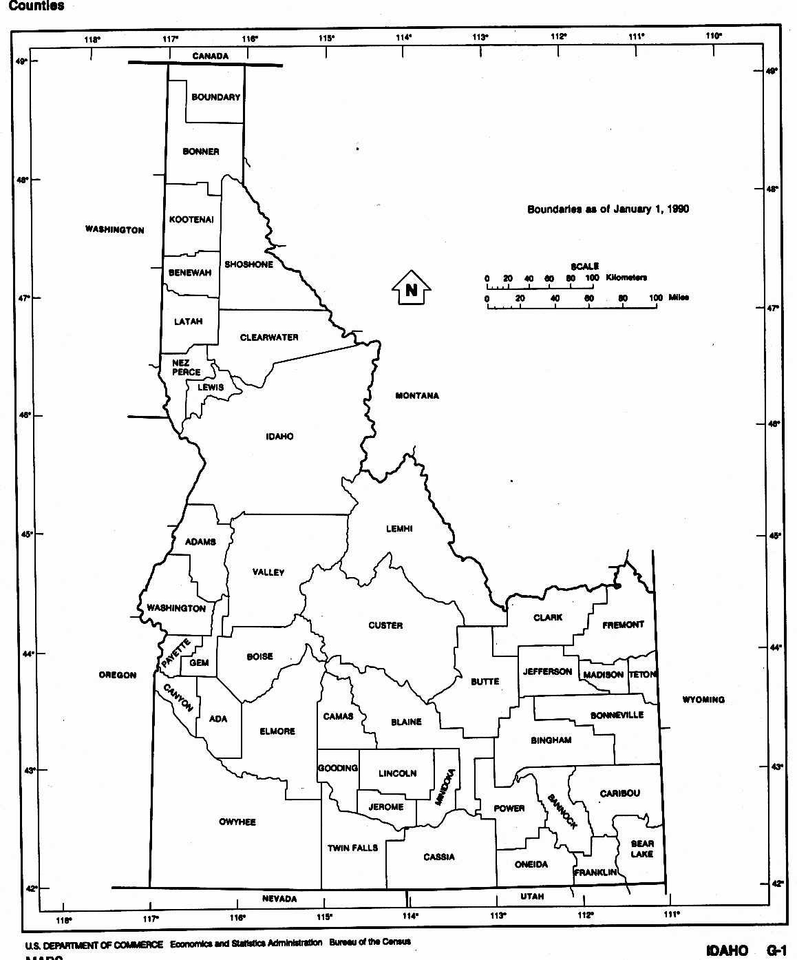 爱达荷州地图(Idaho),美国地图高清中文版