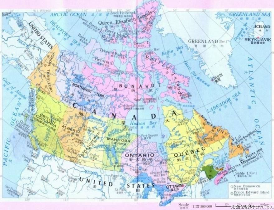 加拿大地图,加拿大地图高清中文版