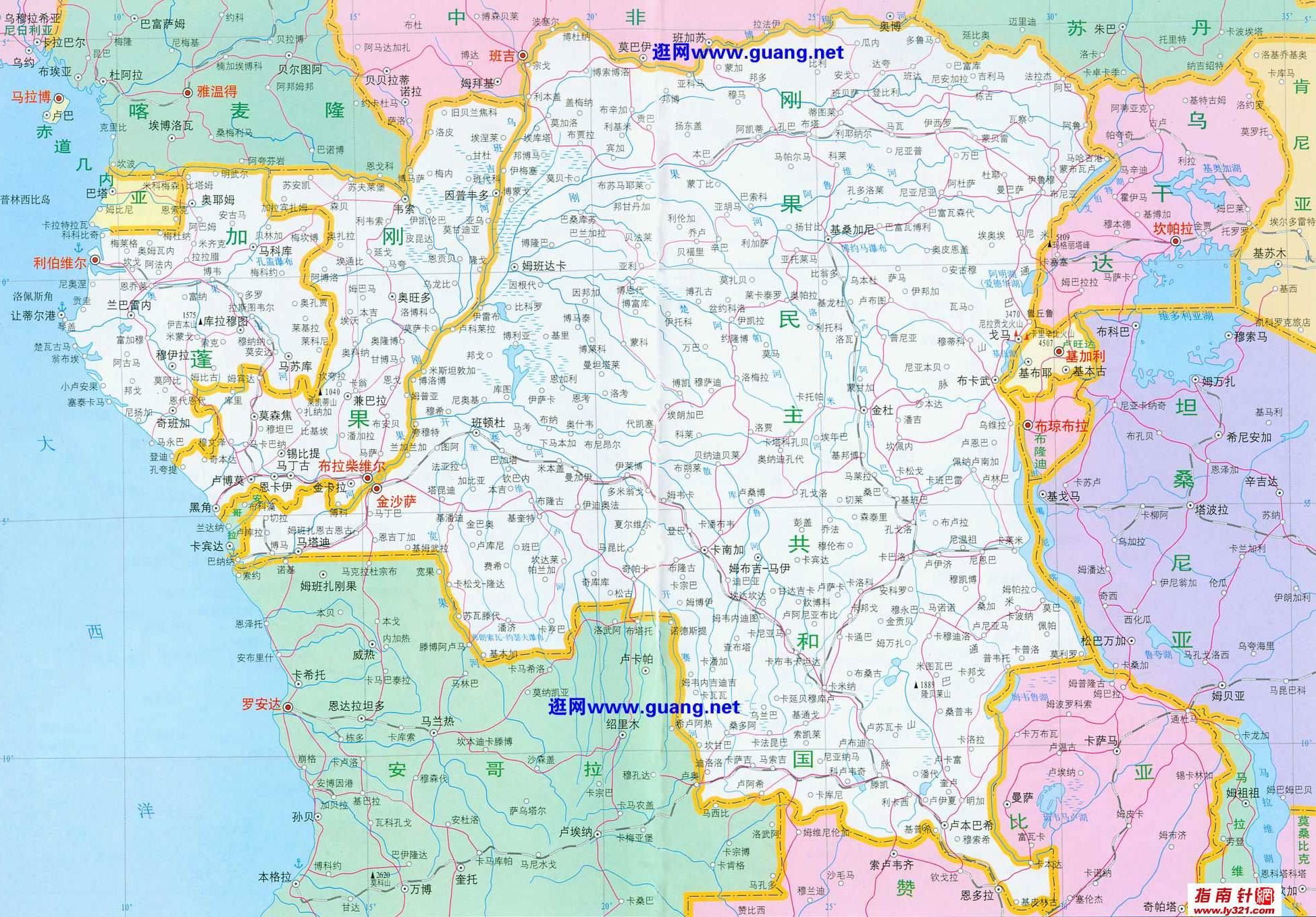 刚果地图,刚果共和国地图高清中文版