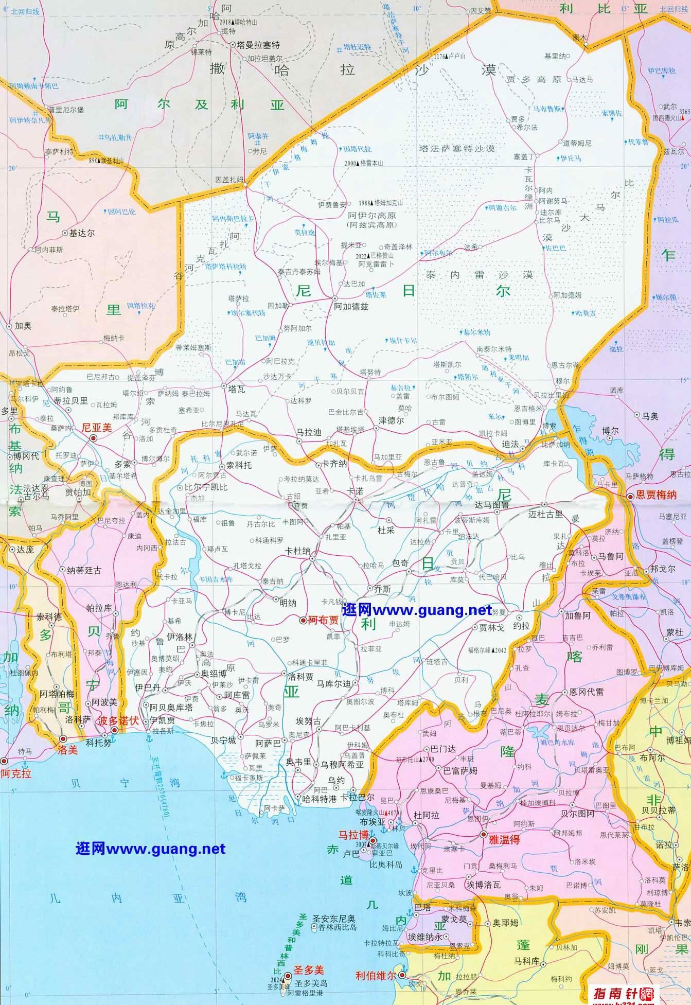 尼日利亚地图,尼日利亚地图高清中文版