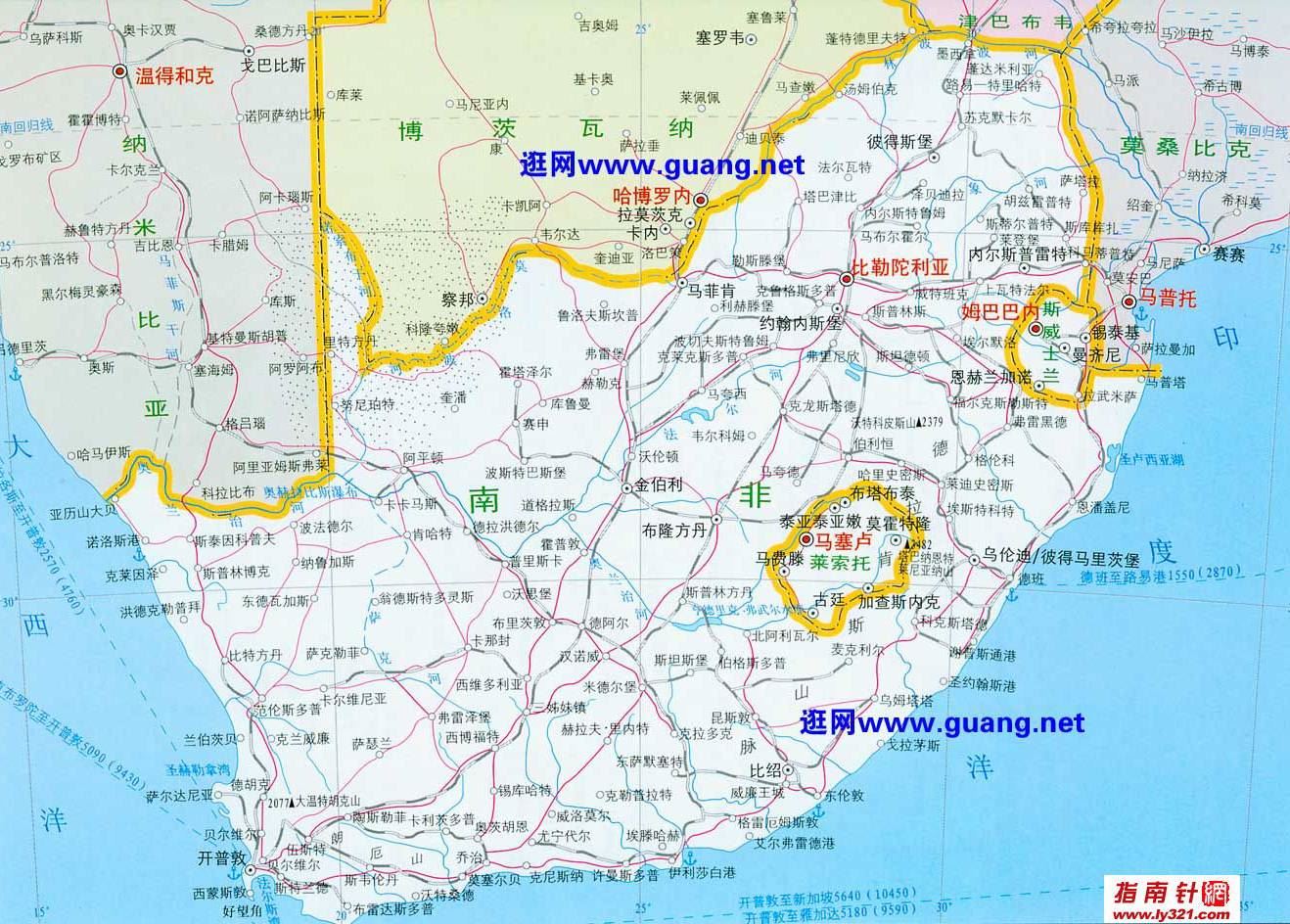 南非地图,南非地图高清中文版