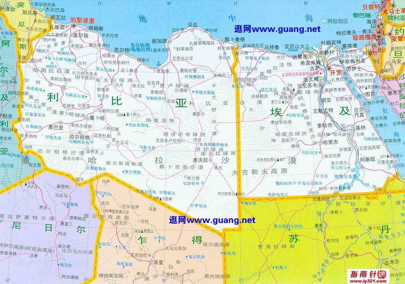 非洲利比亚地图,利比亚地图高清中文版