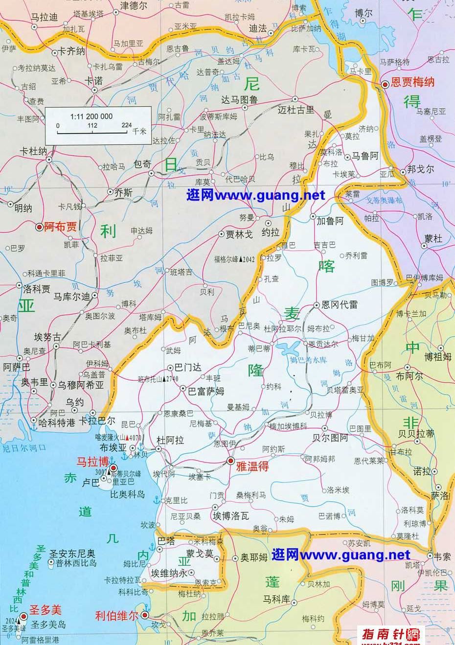 非洲赤道几内亚地图,赤道几内亚地图高清中文版