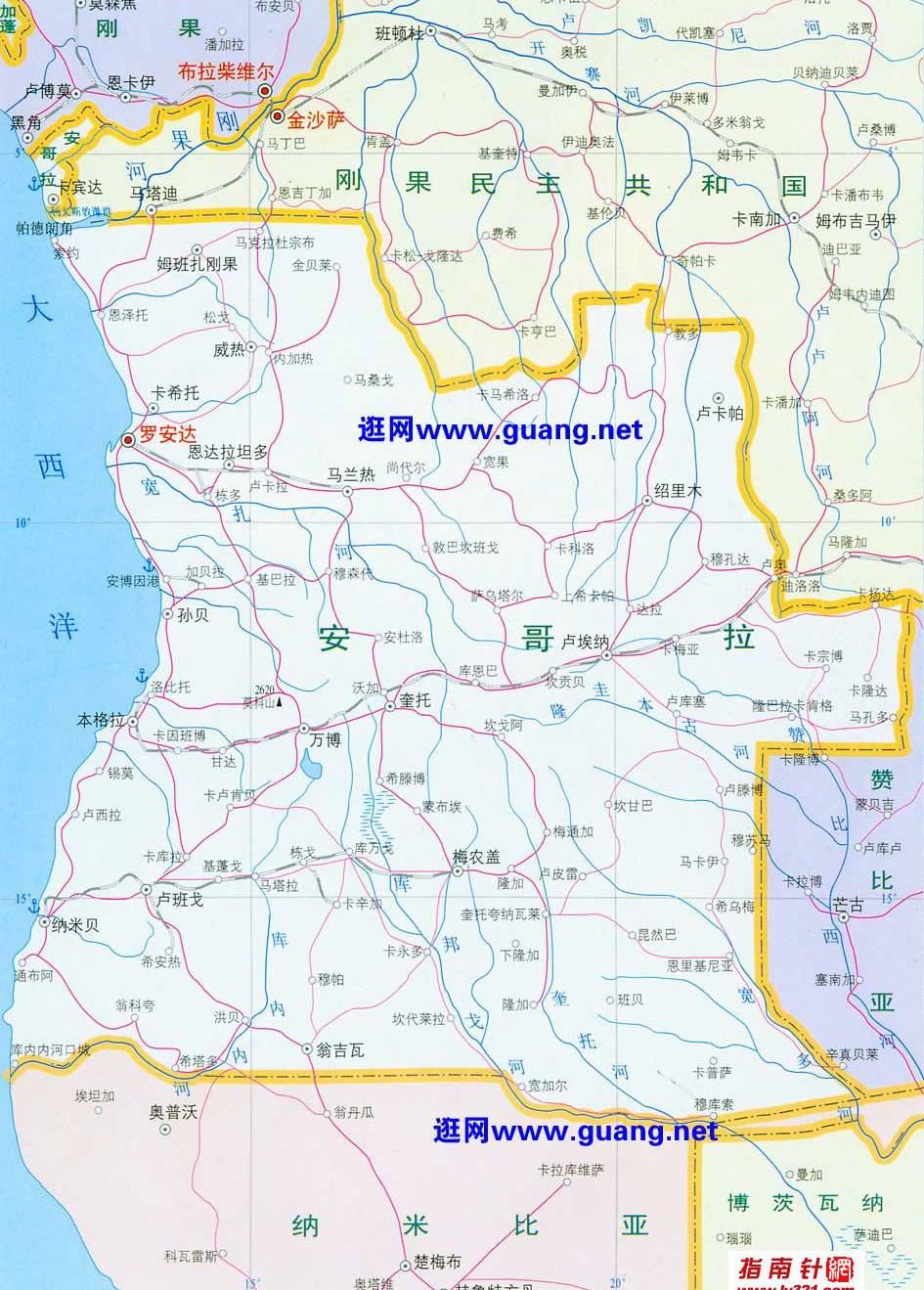 非洲安哥拉地图,安哥拉地图高清中文版