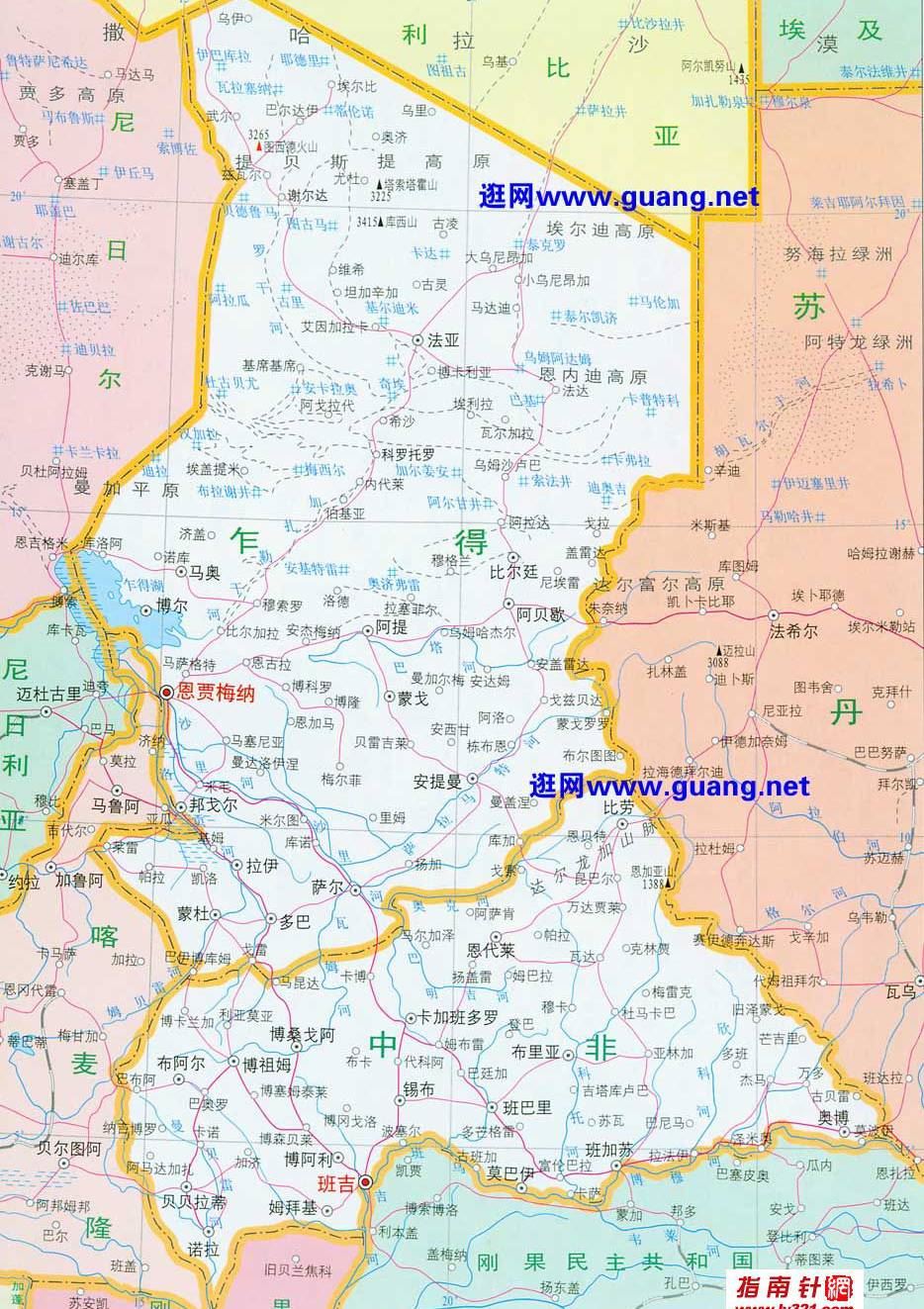 非洲中非共和国地图,中非共和国地图高清中文版