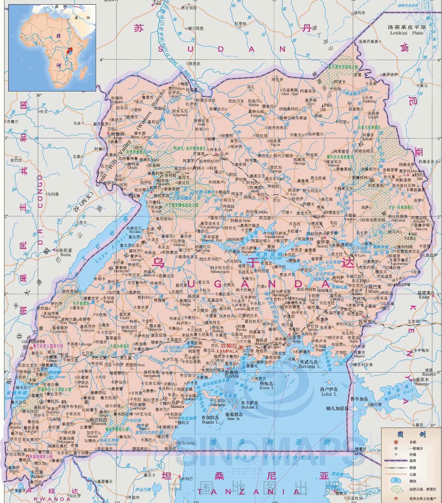 乌干达地图,乌干达地图高清中文版