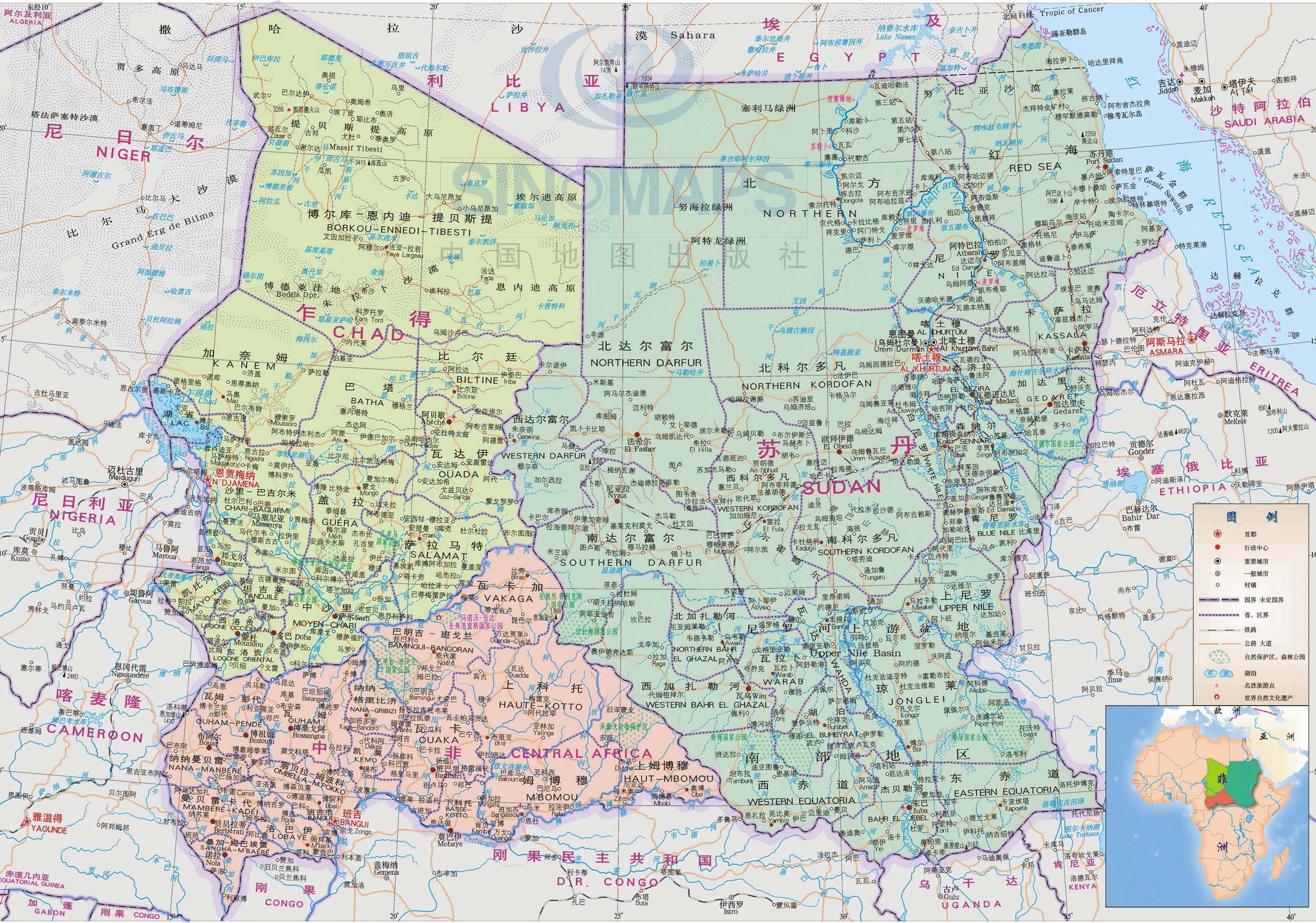 乍得地图,乍得地图高清中文版