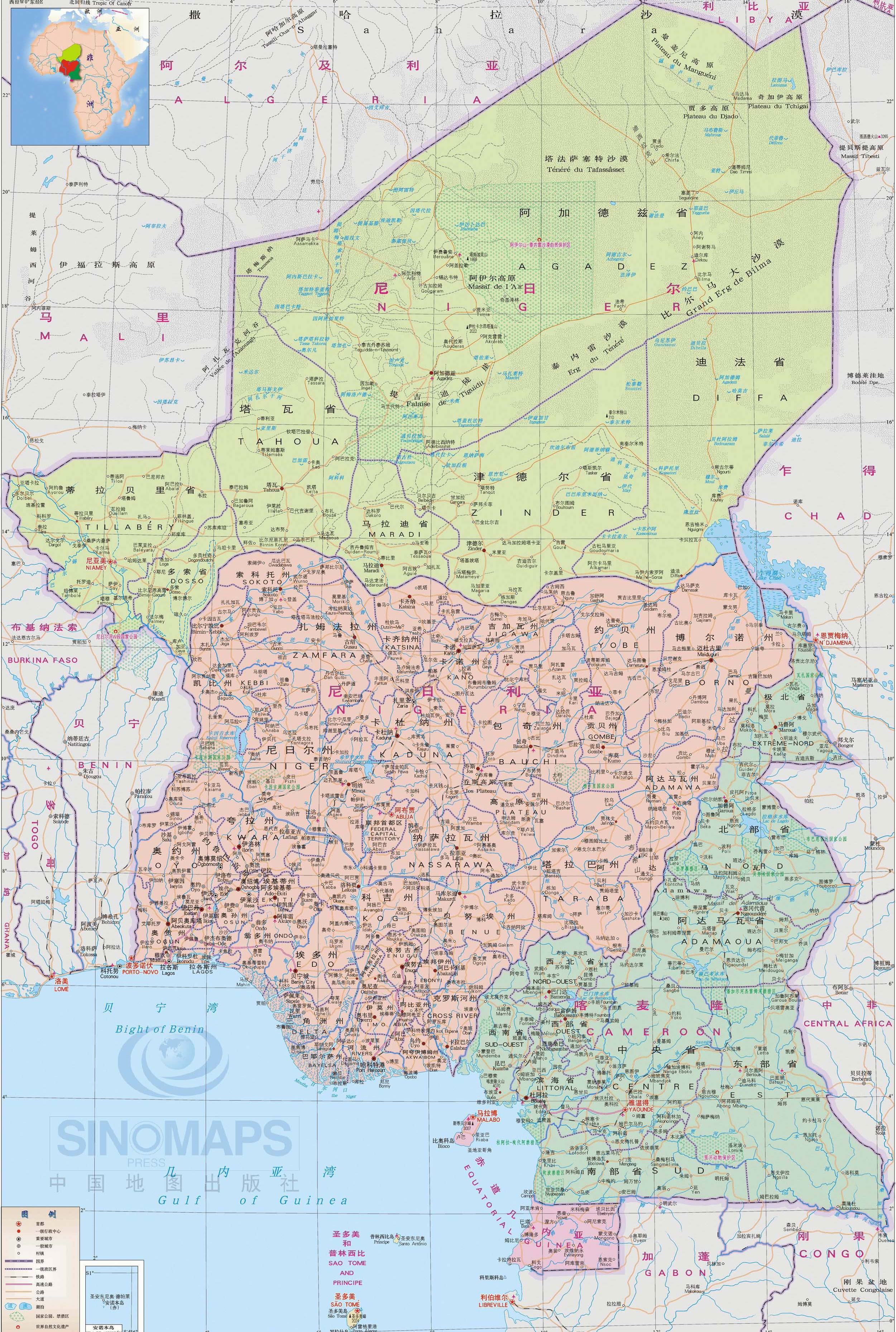 喀麦隆地图,喀麦隆地图高清中文版
