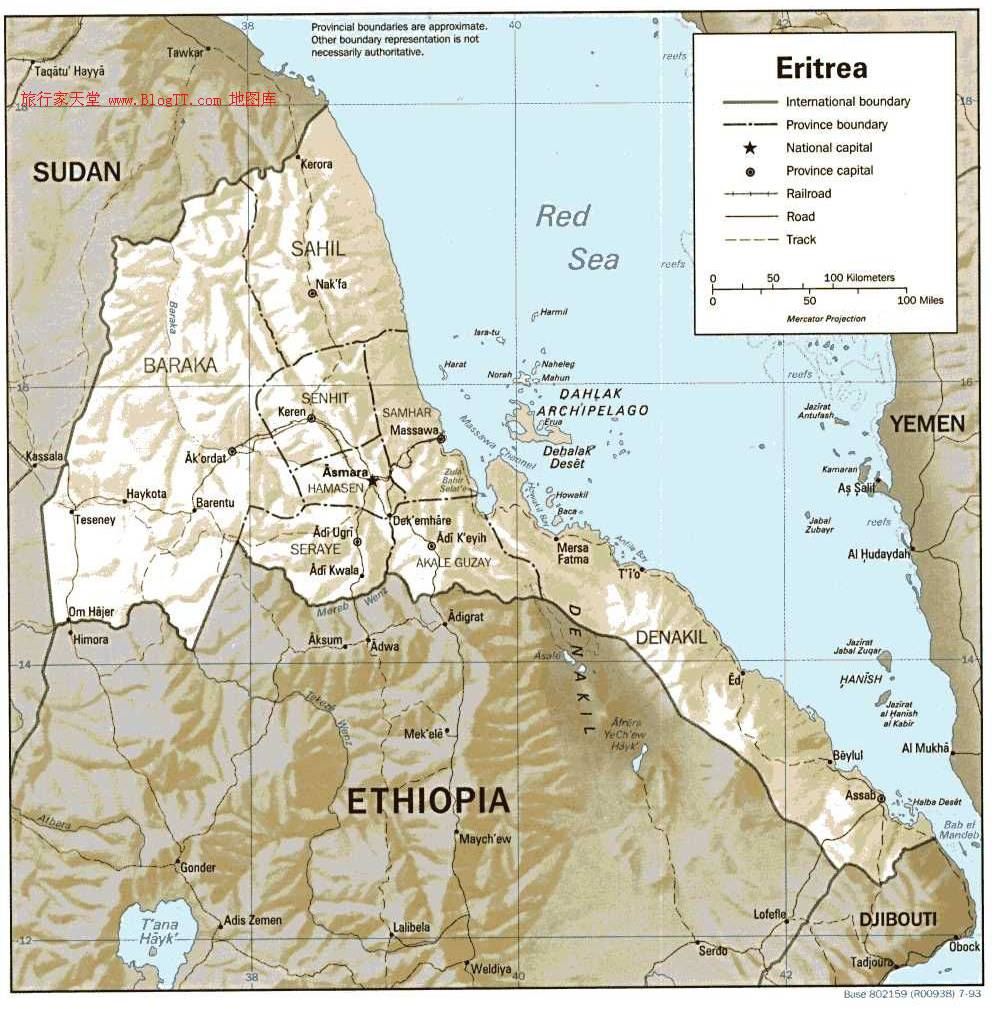 厄立特里亚地图,厄立特里亚地图高清中文版