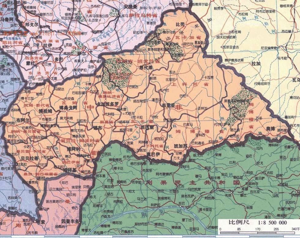 中非共和国地图,中非共和国地图高清中文版