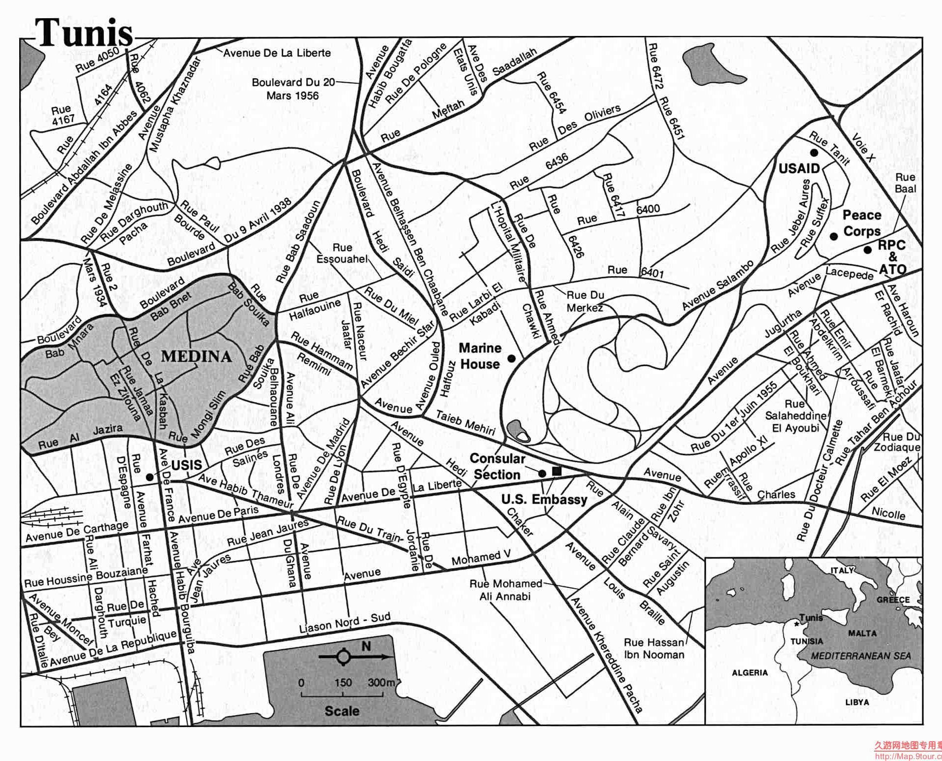 突尼斯市地图,突尼斯地图高清中文版