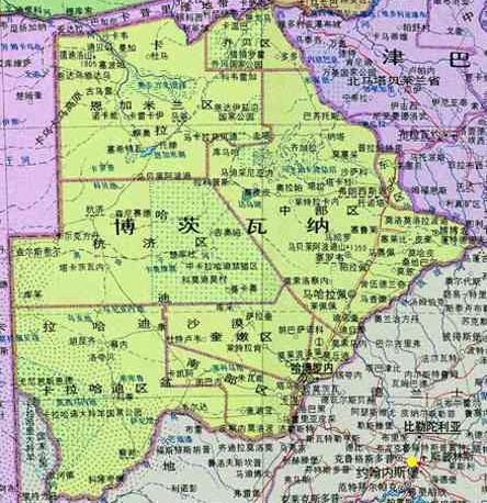 博茨瓦纳地图,博茨瓦纳地图高清中文版
