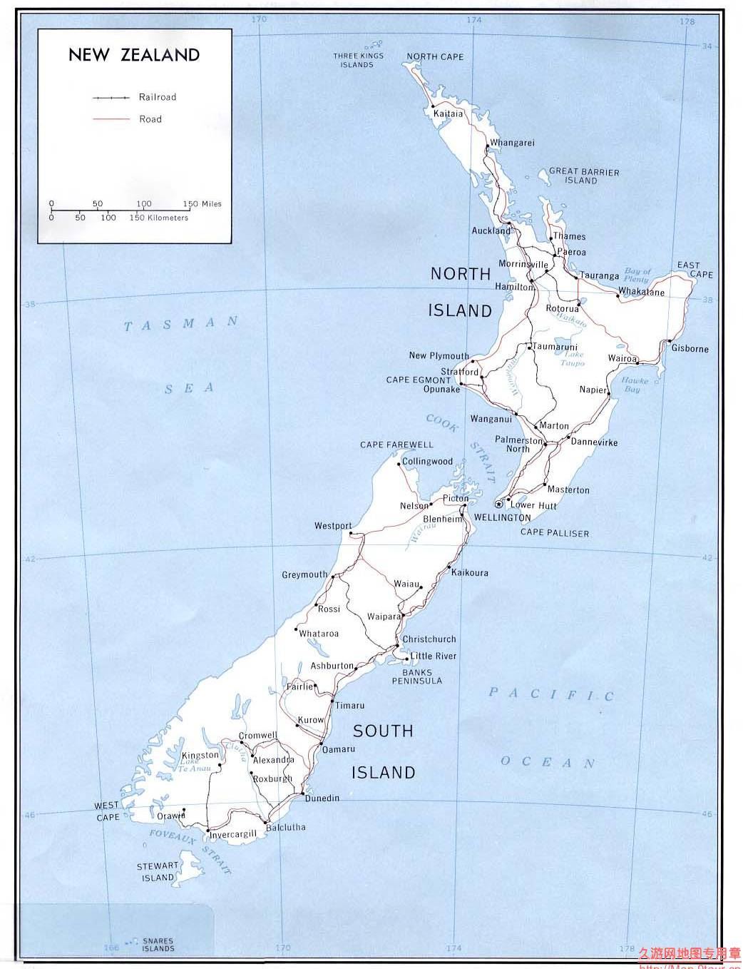 新西兰交通图,新西兰地图高清中文版