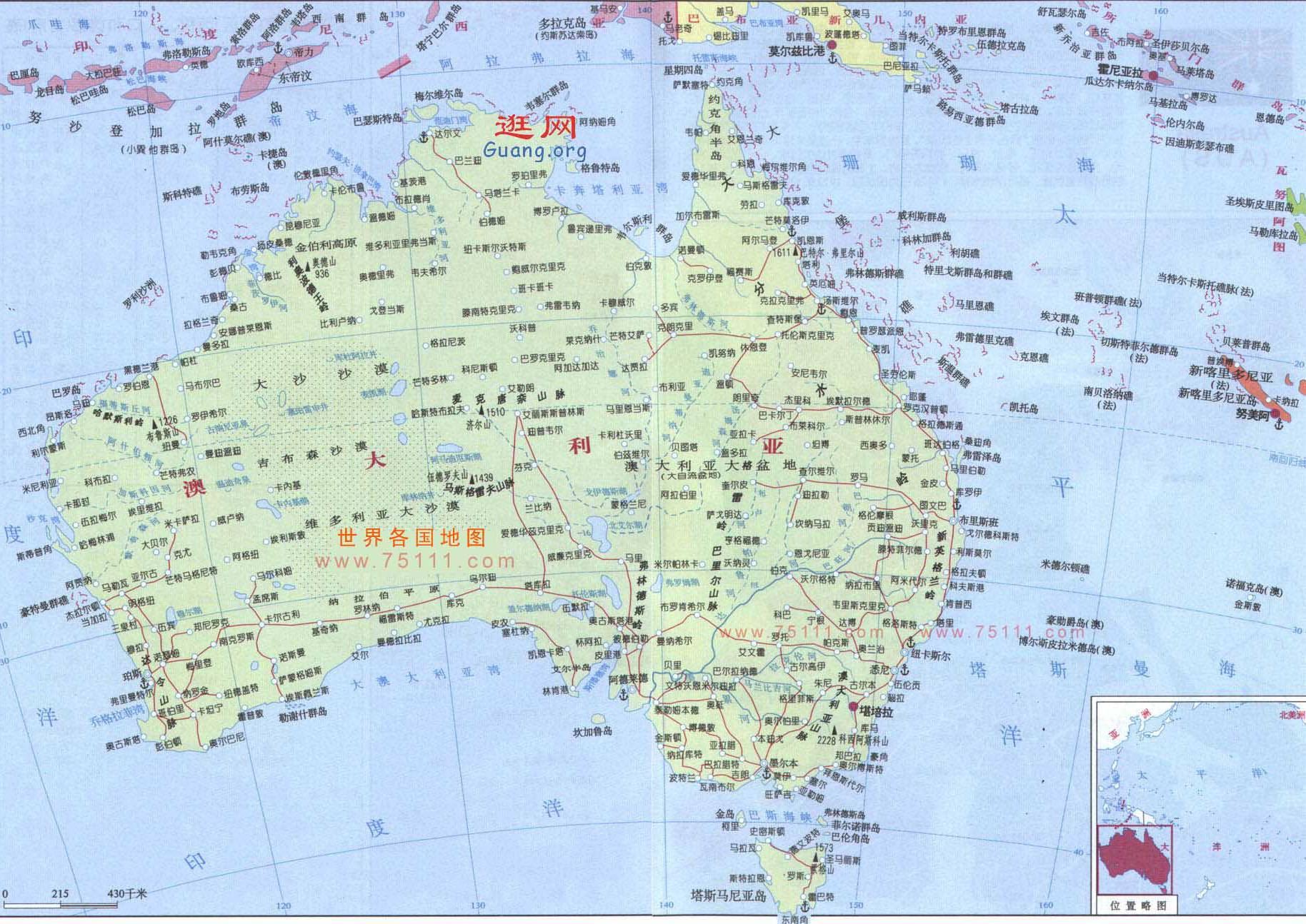 澳大利亚地图,澳大利亚地图高清中文版