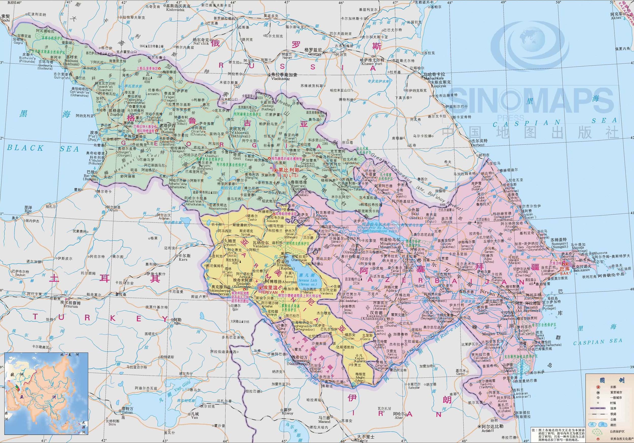 阿塞拜疆地图,阿塞拜疆地图高清中文版