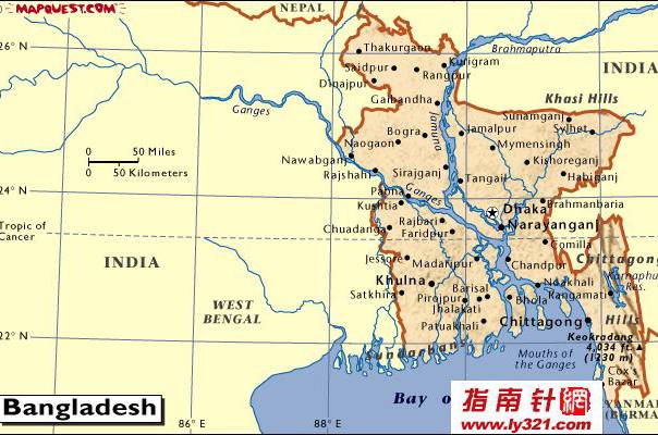 孟加拉英文地图,孟加拉国地图高清中文版