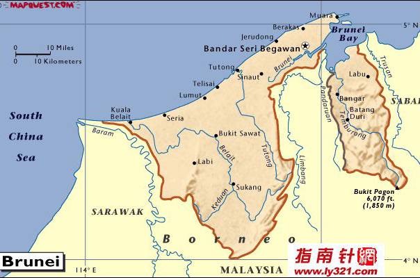 文莱英文地图,文莱地图高清中文版