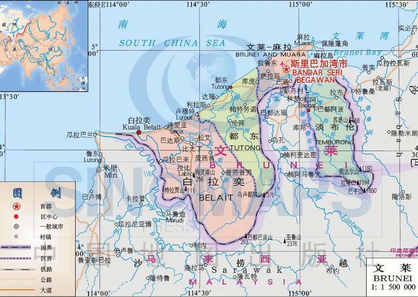 文莱地图,文莱地图高清中文版