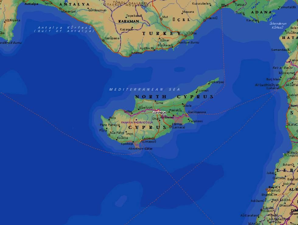 塞浦路斯共和国地图,塞浦路斯地图高清中文版