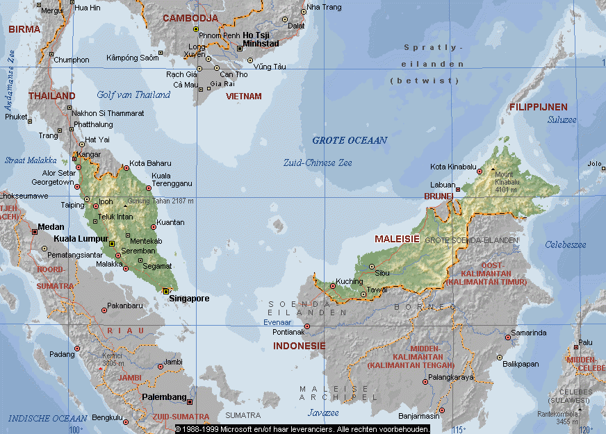 马来西亚地形图,马来西亚地图高清中文版